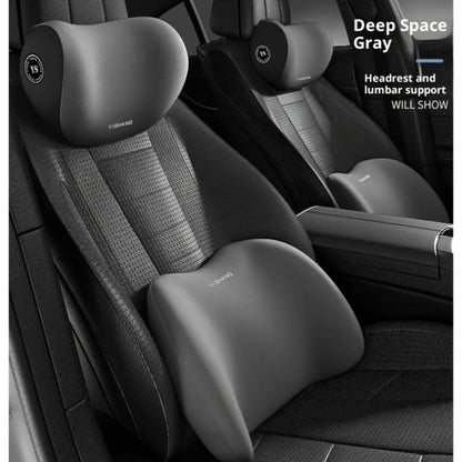 Car Headrest and Lumbar Support Set Ergonomic High-Density Sponge Cushion for Long Distance Driving Neck Pillow Back Support Comfortable Upgrade for All Seasons Brown Black Gray Pink Blue