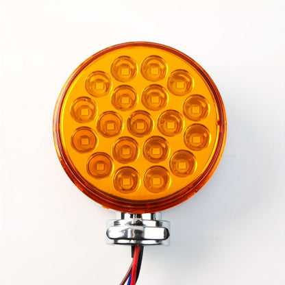 Truck Pedestal Lights Kit 4 Pack - 2pcs 4 Inch Round Double Face LED Turn Signal Lights 38-LED & 2pcs 3 Inch Round Double Face LED Marker Lights, Universal Trailer Semi Truck