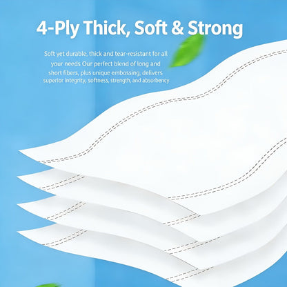 Toilet Paper Bulk 10 Roll 4-Ply Super Soft Thick Undyed Bath Tissue - Strong & Durable No Crumble Bathroom Tissue Rolls for Home, Hotel, Office, Dining & Restaurant Use, 1/2/3 Pack