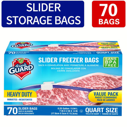 Heavy Duty Slider Storage Bags Ziplock Freezer Bags for Food Fruit Meat Vegetable Grain Kitchen
