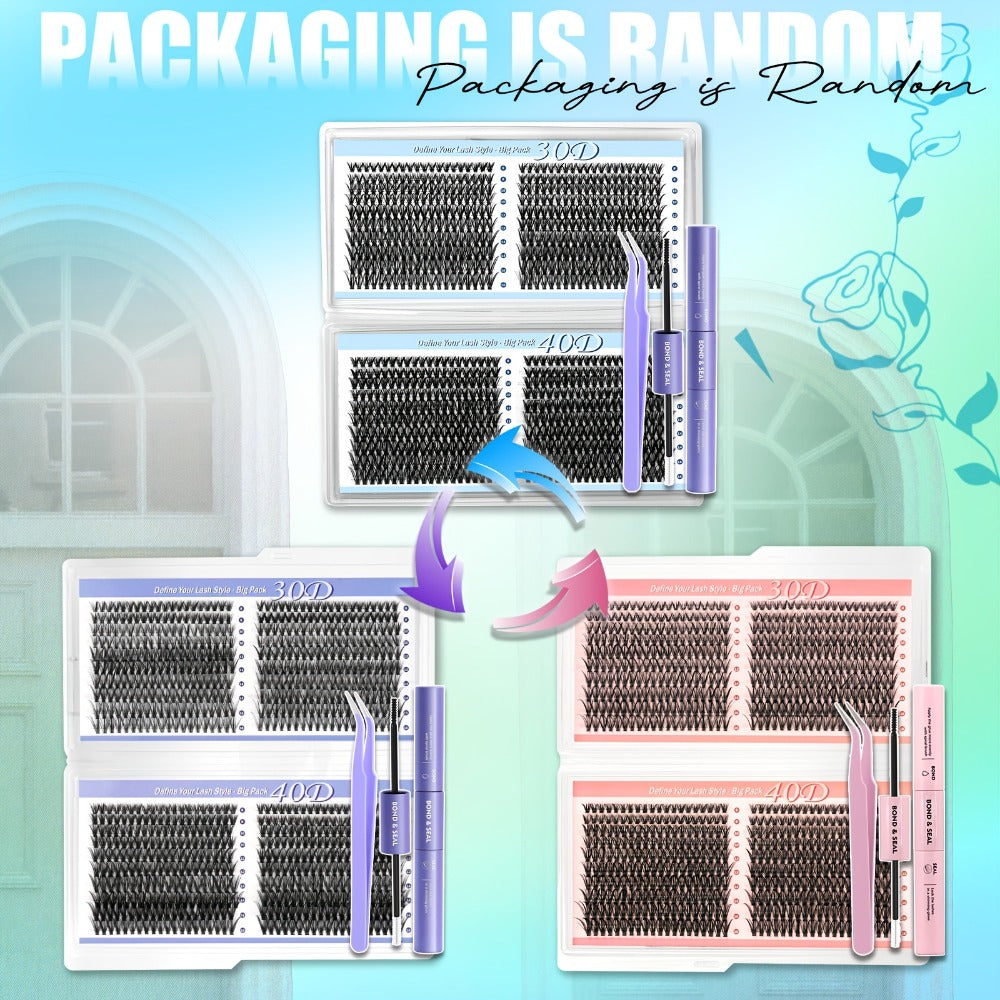 800Pcs Fluffy Wispy Lash Clusters Kit — 30D 40D Mixed Length 8-16mm DIY Eyelash Extensions with 2-in-1 Bond & Seal Glue and Tweezers, Natural Long-Lasting Cluster Lashes for Everyday Wear & Events