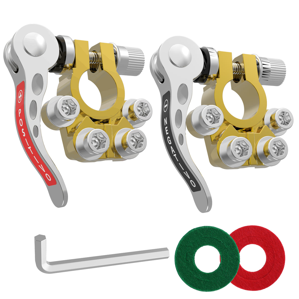 Car Battery Terminal Connectors, 1 Set 4 Way Quick Release Disconnect Car Battery Terminal, Compatible With Cars, Vans, Trucks and More
