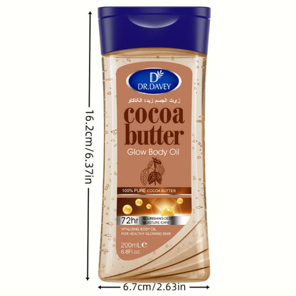 Cocoa Butter Body Oil Set 2 Pcs - Pure Cocoa Radiant Glow Gel Oil, Non-Greasy Fast Absorbing Moisturizing Body Oil for Dry Skin, Deep Hydration Body Care for Women All Seasons