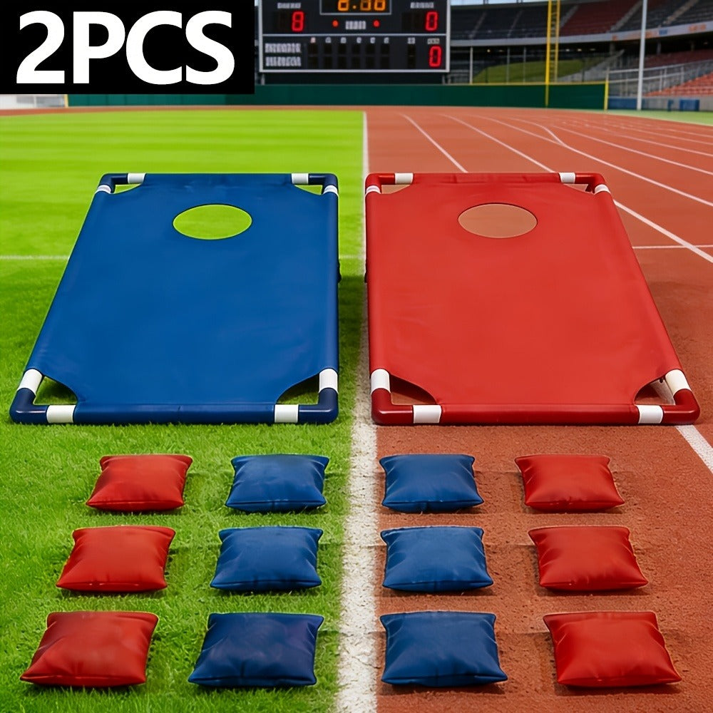 Portable Bean Bag Toss Game Set – 2 Foldable Boards & 12 Bean Bags, Outdoor Party Backyard Camping Game for Kids & Adults | Red & Blue | No Battery Required