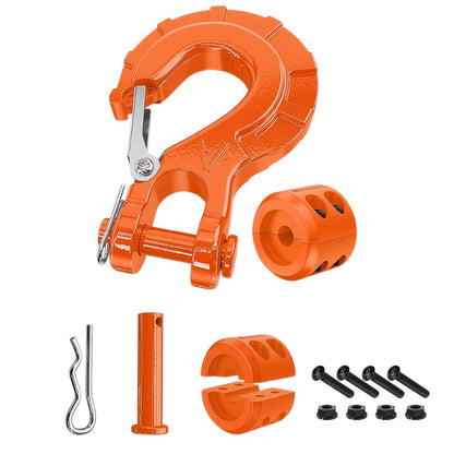 Winch Hook Forged Steel 3/8" Grade 70 Clevis Slip Hook 35,000 lbs – Spring Latch ATV UTV Jeep Truck Off-Road Recovery Towing – Red Black Green Orange