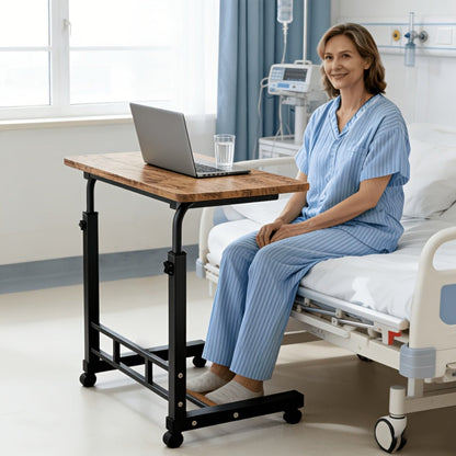 Overbed Table Adjustable Height – Hospital-Grade Nursing Bedside Table with Independent Storage Compartments for Elderly & Patient Care | Portable Auxiliary Tray Table, 8 Colors