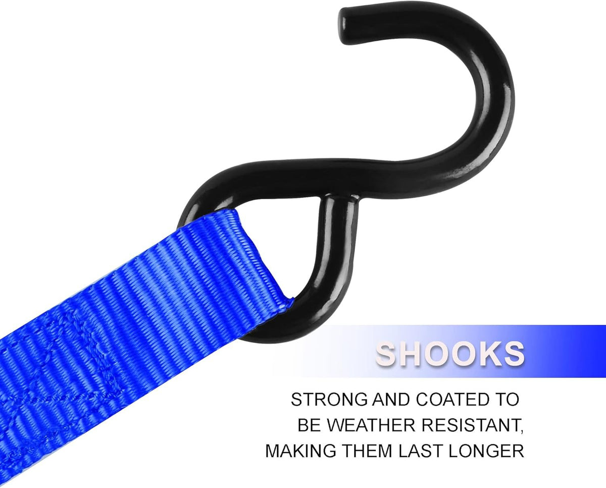 4-Pack Ratchet Tie Down Straps with 4 Soft Loops – 15FT, 1500 lbs Breaking Strength, Heavy Duty for Moving, Motorcycle, Lawn Gear, Multi-Color (Orange, Blue, Camo, Green, Red, Yellow)
