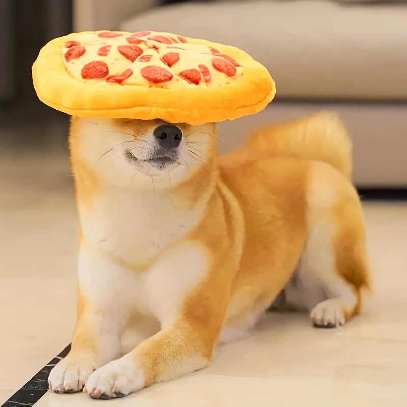 Squeaky Pizza Dog Toy - Plush Pepperoni Pizza & Donut Chew Toy for Dogs, Durable Soft Interactive Toy for All Breeds, Fun Food-Shaped Squeaky Dog Gift for Puppies & Adult Dogs