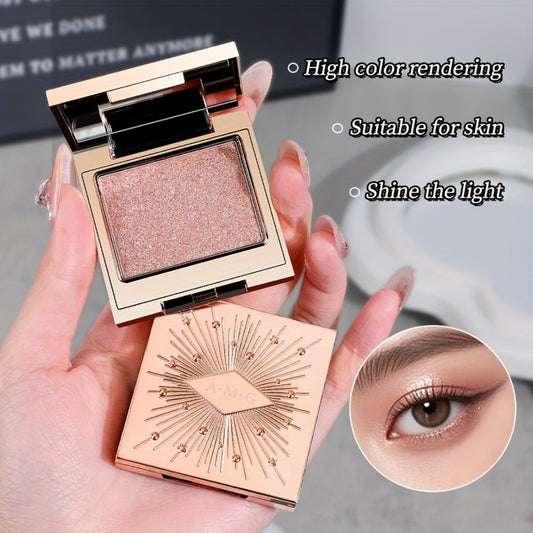 Shimmer Eyeshadow Palette 5 Shades Glowing Waterproof Creamy Blendable Formula with Built-in Mirror - Luxury Packaging Radiant Finish Starlight Tea Brown Eye Makeup Gift Women
