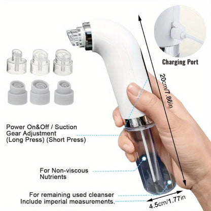 Pore Vacuum Blackhead Remover – 6 Interchangeable Heads & 3 Suction Levels, USB Rechargeable Electric Pore Cleaner, Visible Deep Cleansing Facial Extractor for Men & Women, All Skin Types