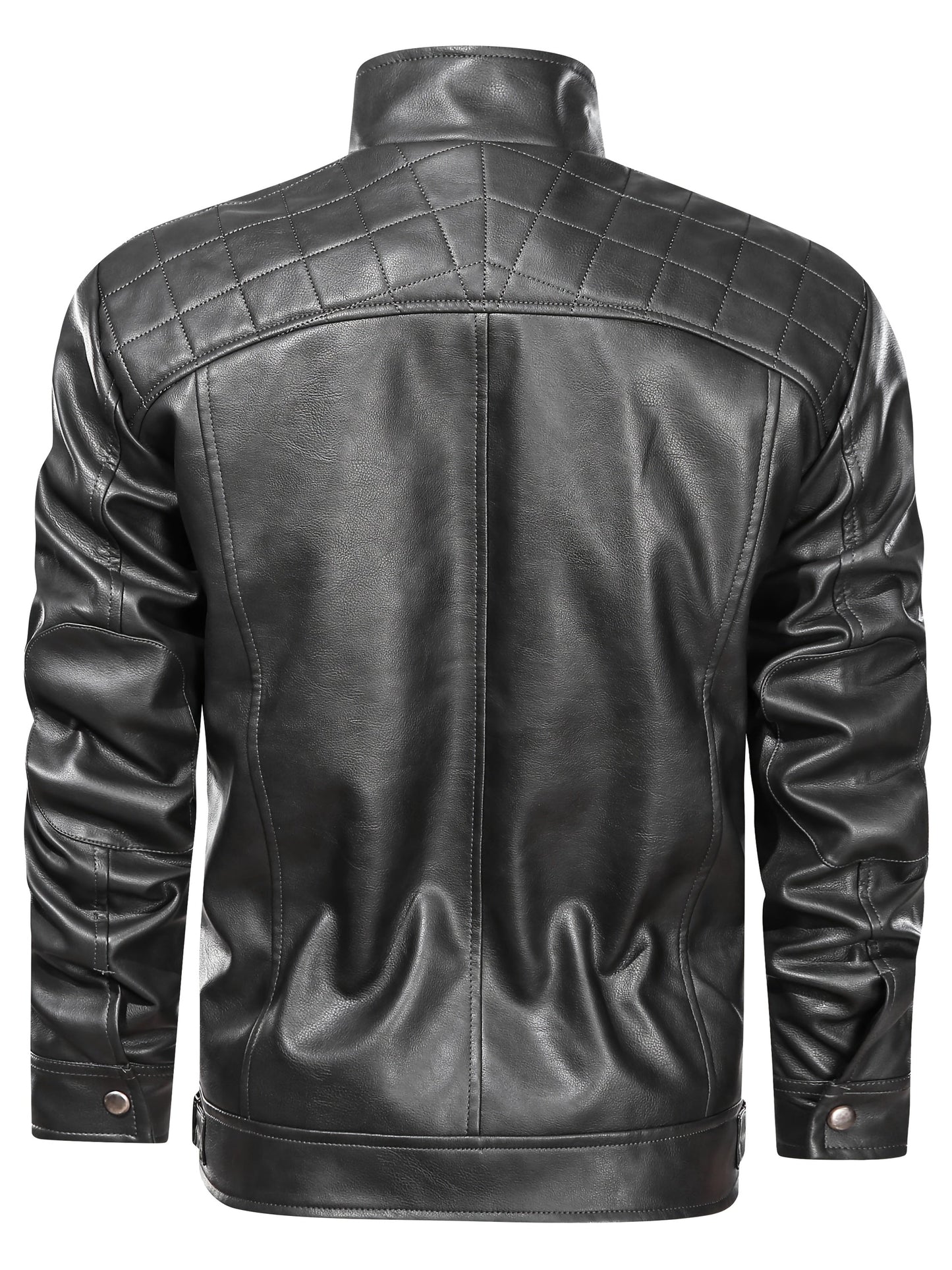 Men's Lightweight Faux Leather Zip-Up Jacket