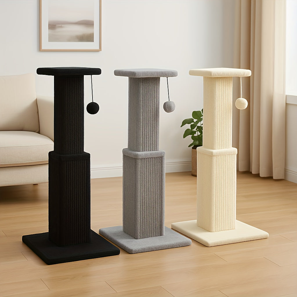 Cat Scratching Post Multi-Tier Sisal Tower for Indoor Cats – 18.9" & 32" Cat Tree with Hanging Ball Toy, Natural Sisal Rope, Sturdy Base – Green, Brown, Gray, Black, Beige Options