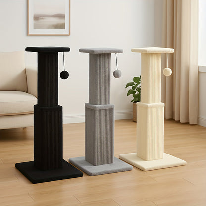 Cat Scratching Post Multi-Tier Sisal Tower for Indoor Cats – 18.9" & 32" Cat Tree with Hanging Ball Toy, Natural Sisal Rope, Sturdy Base – Green, Brown, Gray, Black, Beige Options