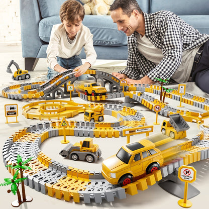 236-Piece STEM Race Track Car Toy Set for Kids Ages 3+ | Track Splicing & Racing, Engineering Construction Style | Preschool Education Gift for Boys Girls