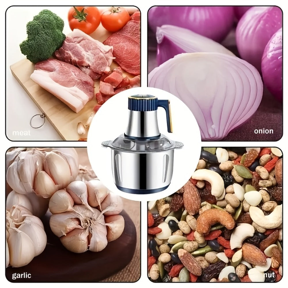 Electric Meat Grinder 5L 5-Speed – Large Capacity Stainless Steel Food Processor, Blender & Filling Machine for Meat, Garlic, Chili & More
