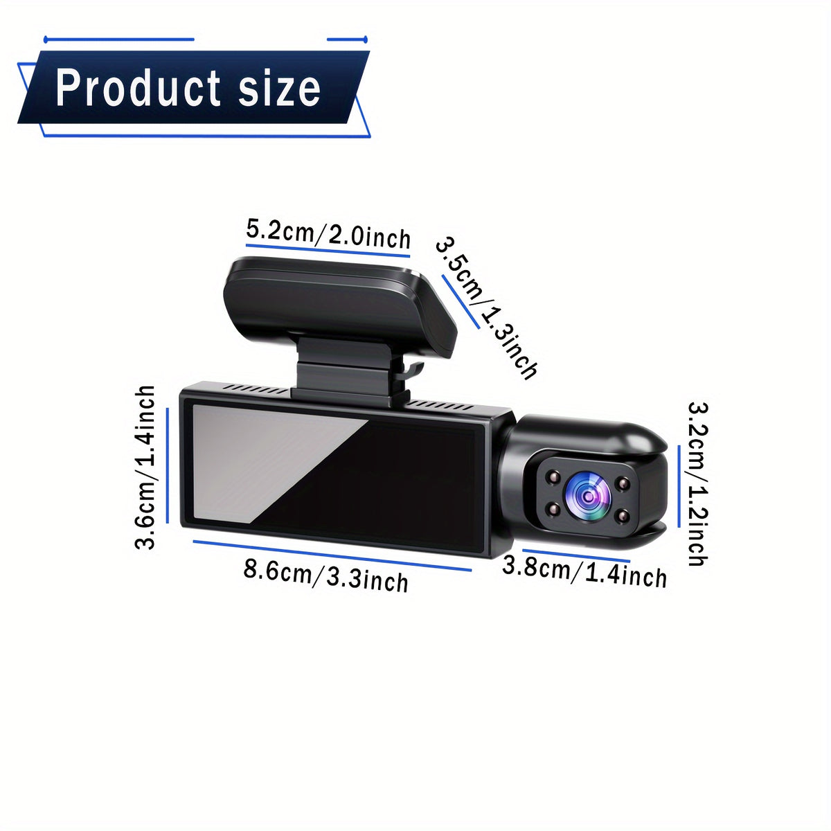 BCUOZ Dual Lens/Four Lens Car Additions 1080P Dashcam, 1080P Front And 720P Inside/Left/Rear Cameras, Adjustable Multi-Angle, 3.16-Inch Display, Infrared Night Vision, Wide Angle, Loop Recording, 12-24V Car Plug