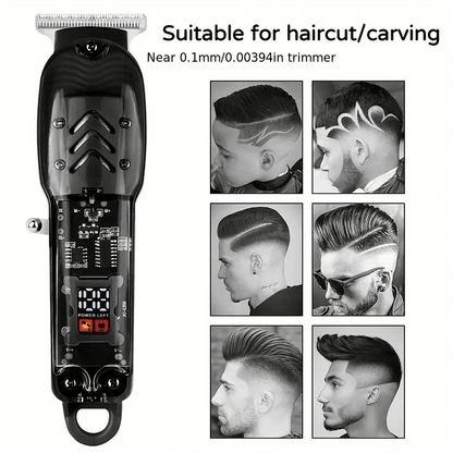 Rechargeable Electric Hair Clipper with LED Display & Transparent Shell — Professional Cordless Trimmer for Men & Women, Portable Home & Salon Haircut Kit, Multiple Colors Available