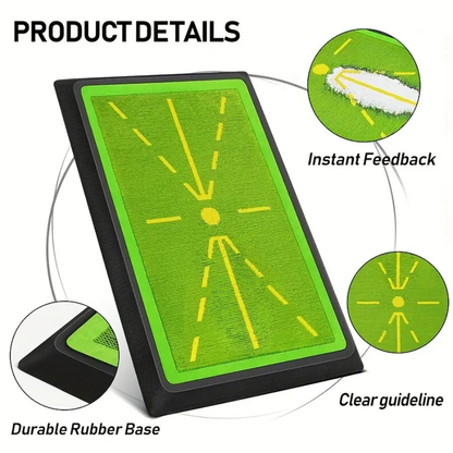 Golf Swing Training Mat with Ball Impact Path Feedback – Anti-Slip PP Base, Color-Change Swing Indicator, SBR Shock Absorption for Indoor & Outdoor Practice