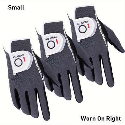 Wet Weather Golf Gloves Rain Grip 3-Pack for Men | Breathable Water-Resistant Golf Gloves for Left & Right Hand – Durable Comfortable Fit in Hot & Wet Conditions (Black, Gray, White | S–3XL)