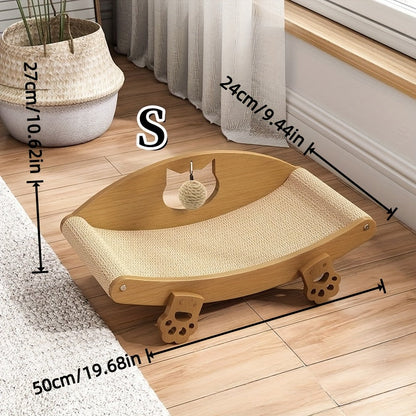 Sisal Cat Scratching Board with Pet Herb Toy Durable Claw-Friendly Sofa Indoor Cat Scratching Bed Swing Cradle Chair Natural
