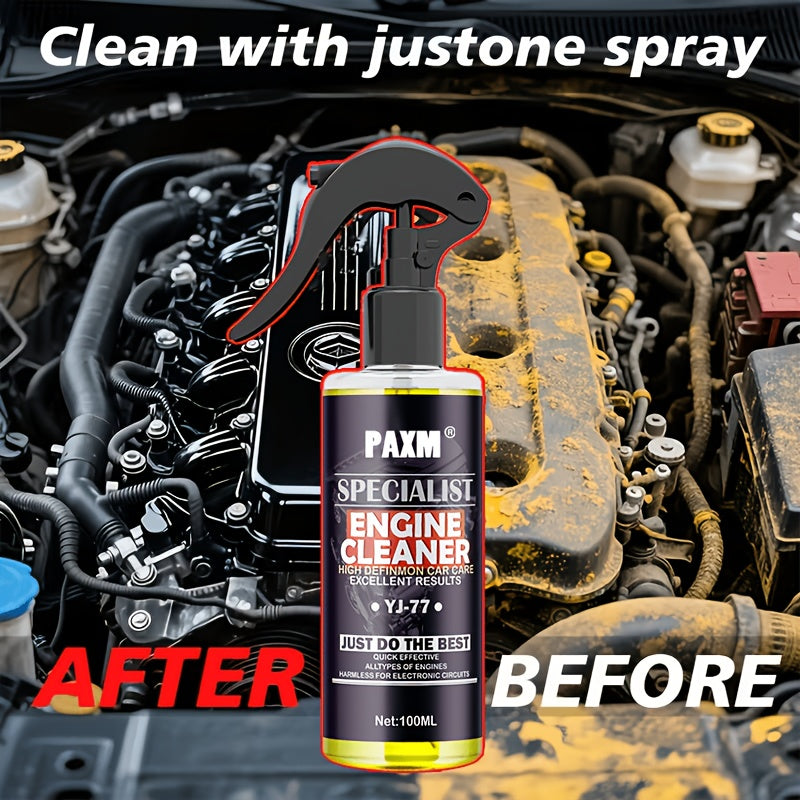 3.38oz Car Engine Cleaner | Quickly Removes Oil Stains, No Rinsing Required. Engine Bay Maintenance Cleaner for Restoration And Detailing. Effectively Polishes And Extends Engine Life. Suitable for All Vehicles.