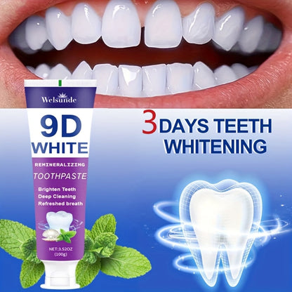 Remineralizing Toothpaste 4-Pack – 9D Purple Hypoallergenic Formula with Essential Oils, 400g Deep Cleaning Whitening Toothpaste for Sensitive Teeth, Gentle Gum Care & Fresh Breath, Daily Home & Travel Oral Hygiene