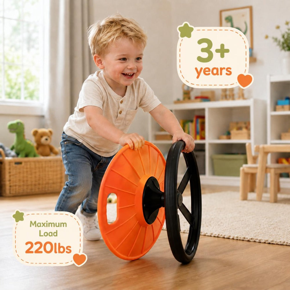 Sensory Spinning Chair for Kids, Autism & ADHD Therapy Spin Seat, Durable Plastic & Metal, Enhances Coordination & Attention, Indoor Outdoor Use, Orange & Blue