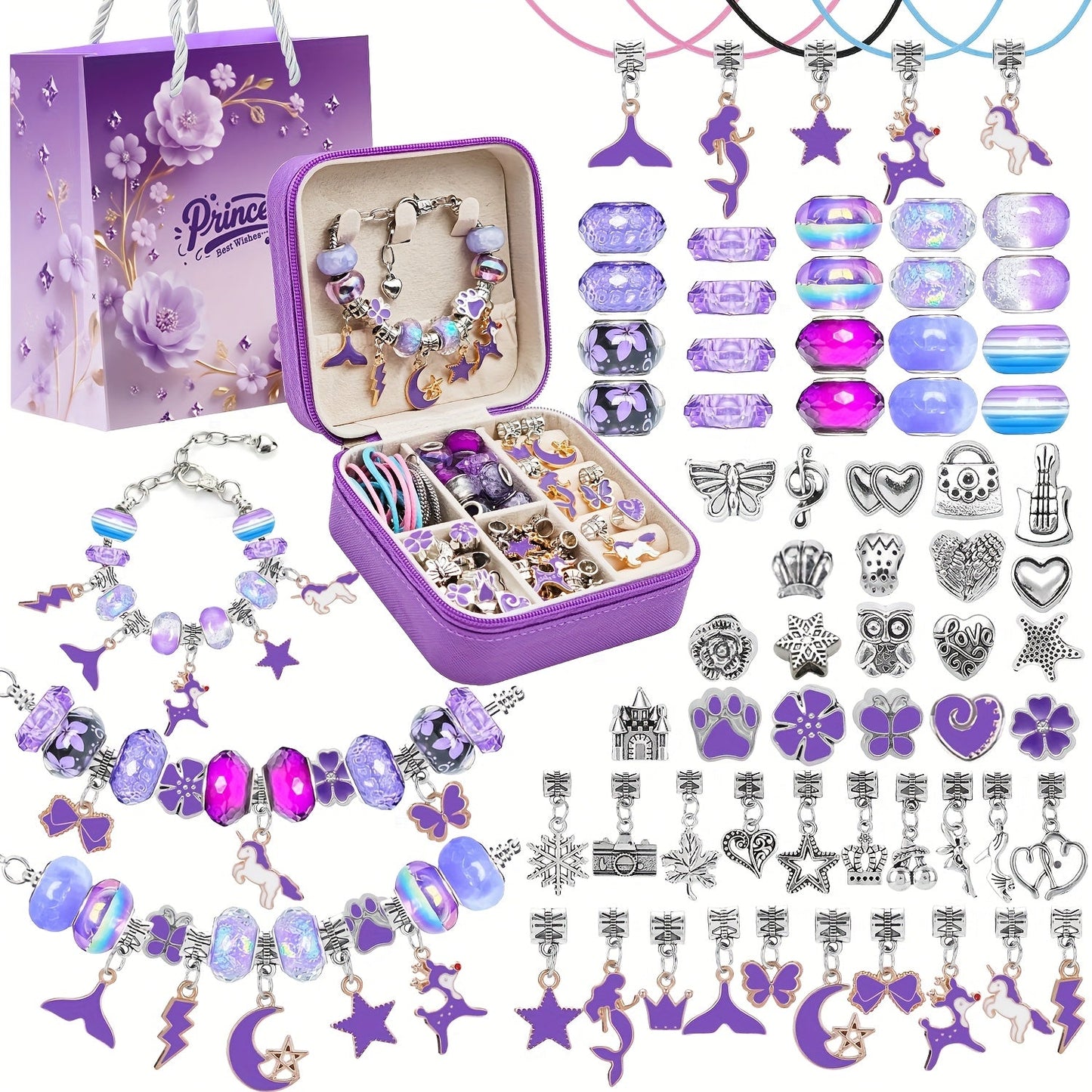 Bracelet Making Kit for Girls & Women – DIY Unicorn Mermaid Jewelry Craft Set with Portable Jewelry Box, Handmade Beaded Bracelet, Birthday Christmas Valentine's Day Graduation Gift