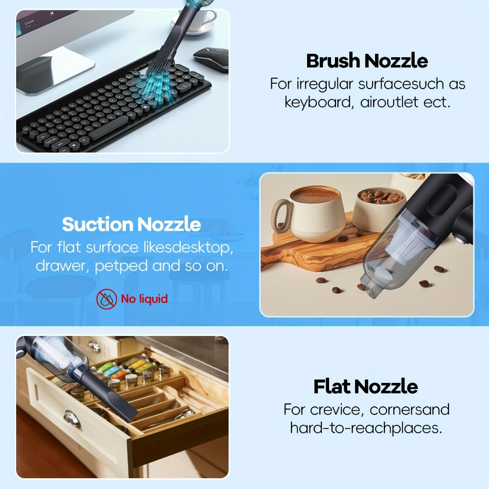 Cyclone Handheld Vacuum Cleaner Cordless Rechargeable with Strong Suction - Lightweight Portable for Home, Office, Car & Pet Hair, Allergy-Friendly Quick Cleanup Dust Buster, Easy to Use & Carry