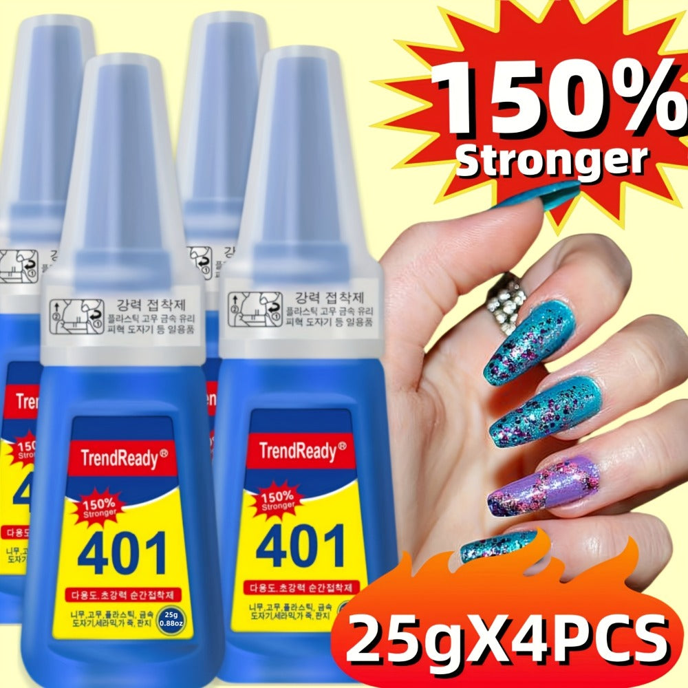 Professional Nail Glue 25g Extra Strong 30+ Days Hold for Press On Nails Acrylic Tips Fake Nail Extensions - Quick Dry Waterproof Smudge Proof Salon Quality Bond Multi-Pack Women DIY Manicure Kit