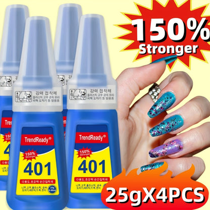 Professional Nail Glue 25g Extra Strong 30+ Days Hold for Press On Nails Acrylic Tips Fake Nail Extensions - Quick Dry Waterproof Smudge Proof Salon Quality Bond Multi-Pack Women DIY Manicure Kit