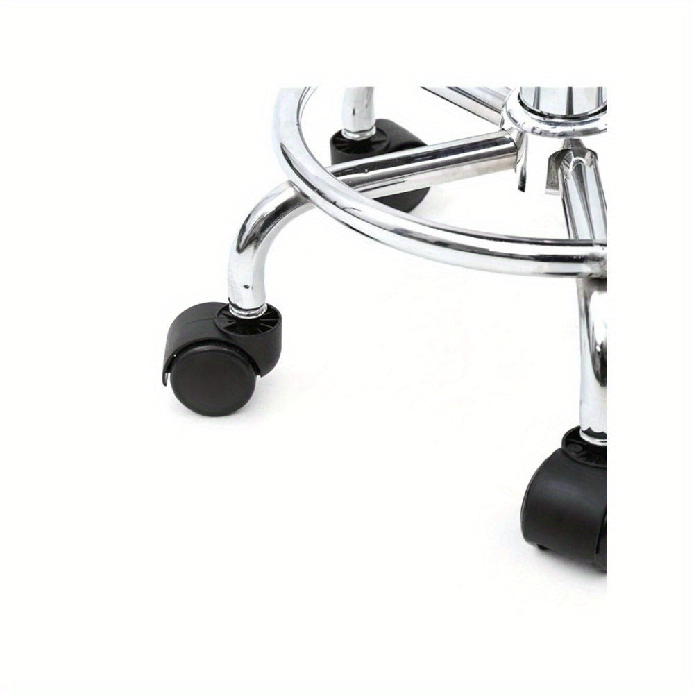 Salon Stool with Back & 360° Swivel – Adjustable Height 18.9"–22.8", Round Padded Cushion Seat, Chrome Base, Black or White for Nail Tech, Hair Stylist, Esthetician, Home Office