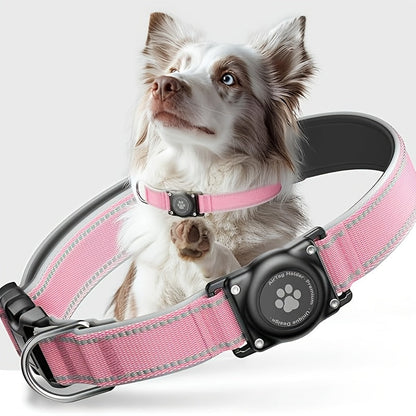 Reflective Dog Collar with AirTag Holder – Padded Durable Collar for Small, Medium & Large Dogs | S, M, L, XL | 6 Colors
