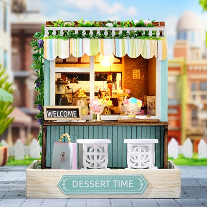 DIY Wooden Tiny House Kit with Dust Cover – Handmade Miniature Dollhouse Puzzle, 3 Themes Afternoon Tea Rotating Food House Moon Magic, Creative Home Decor Gift for Adults & Teens Birthday Christmas