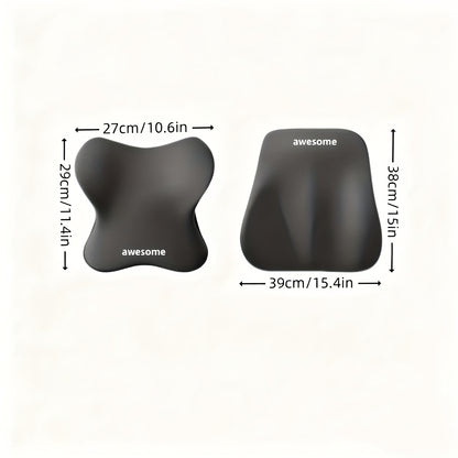 High-end Comfortable Car Accessories, Ergonomic Car Seat Neck And Waist Support Pillows Set, Comfortable Driving Memory Foam Neck Pillow And Waist Support Set, Suitable for Car Seats, Halloween And Christmas Gifts