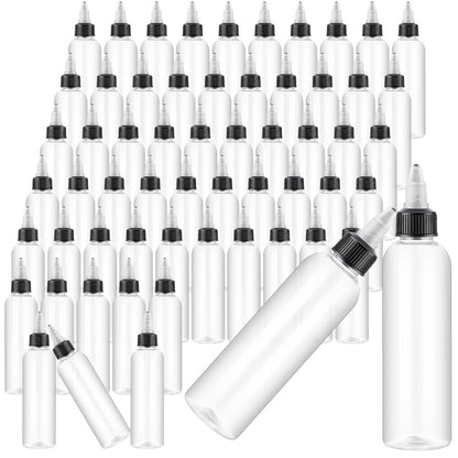 Squeeze Bottles 4oz 100 Pack with Twist Top Caps Empty Plastic Refillable Dispensing Bottles BPA Free for Hair Oil Essential Oil Condiment Sauce Lotion Skincare Salon Kitchen Restaurant Use
