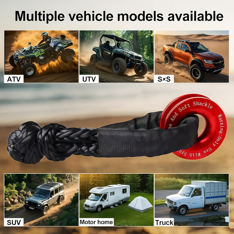 41000lbs Winch Rope Synthetic Soft Shackle Or Recovery Ring Set Rugged Shackles W/ Protective Sleeve for ATV UTV SUV Truck Off-Road Vehicle