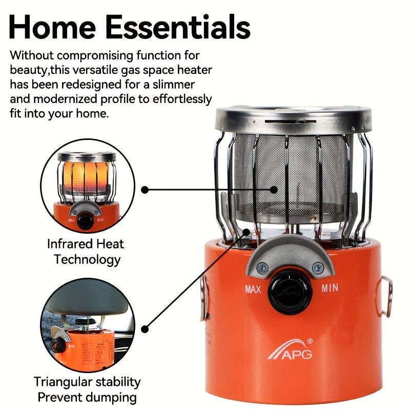 Portable Propane Radiant Heater 9000 BTU – Silent Outdoor Gas Heater with Regulator for Camping, Ice Fishing, Hunting & Emergency Use, Compact 6.15x5.35x5.35" Hand Warmer Stove, Great Gift Idea