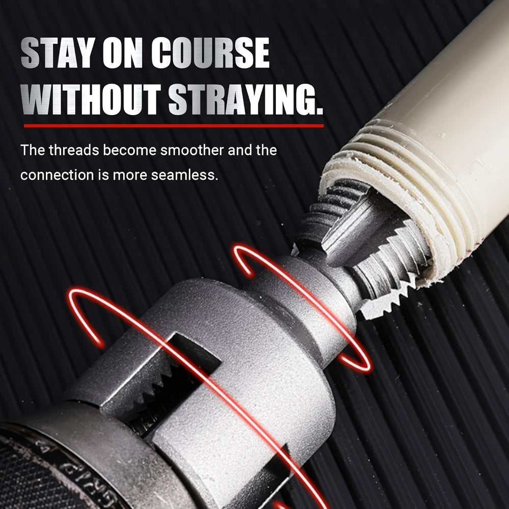 Pipe Thread Cutting Tool – High-Speed Steel Electric Drill Compatible PVC & Steel Pipe Threader, Inside & Outside Threading for 1/2" & 3/4" Pipes, Professional Plumbing & DIY Kit