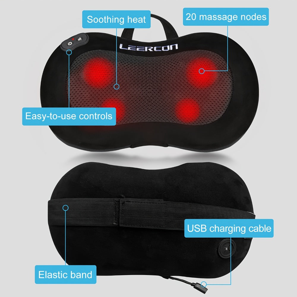 Neck & Back Massager Pillow with Heat – Wireless 3D Kneading Acupressure Electric Massage Pillow for Lumbar, Shoulder & Neck Pain Relief, Portable Unisex Gift