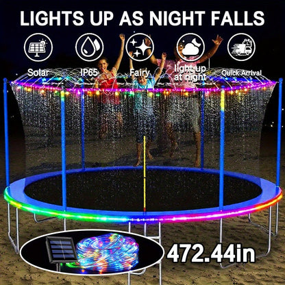 Solar LED Trampoline Lights 50 100 LEDs Colorful Rope Lights 8 Modes IP65 Waterproof Fits 8-16 Ft Trampolines Outdoor Safety Glow Night Light Kids Adults Multicolor White Blue