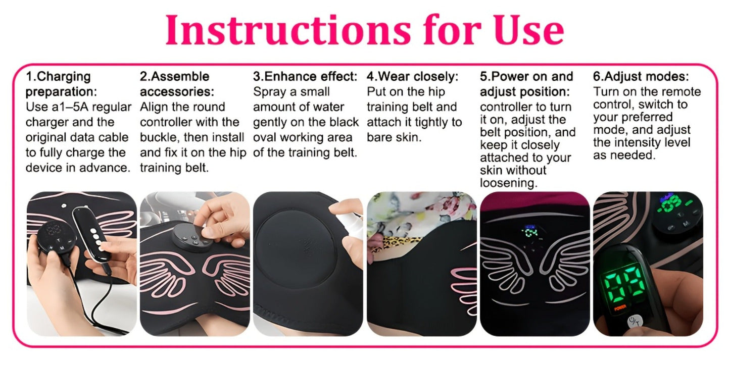 EMS Hip Trainer & Butt Muscle Stimulator with Remote Control, Rechargeable Electric Peach Butt Shaper for Women, Home Gym Glute Toning & Muscle Recovery Massager, Comfortable Wearable Fitness Device