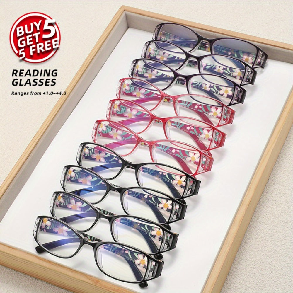 Reading Glasses 10-Pack Classic Rectangular Frames – High-Grade Readers for Men & Women, Seniors, Teachers & Students, Strengths 1.0–4.0x, Bulk Value Set