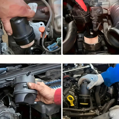 Adjustable Oil Filter Wrench 2-Jaw Reversible – Universal U-Shaped Multi-Function Stainless Steel with Hex Socket & Adjustment Knob for Engine Oil Filter Removal & Installation