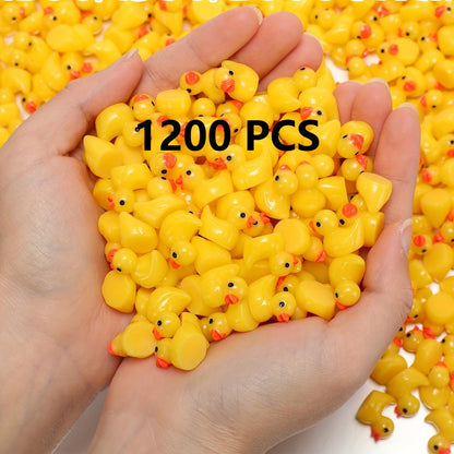 Mini Rubber Ducks Bulk 1200pcs – Tiny Yellow Resin Duck Figures for Hide & Seek Prank, Cruise Ship Duck, Dollhouse Decor, Miniature Garden, Halloween Party Favor & Gift