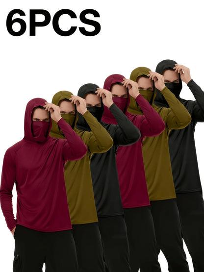 Men's Built-In Mask Hoodies - 6-Pack Breathable Layers