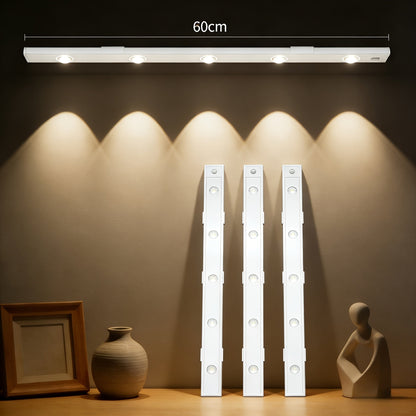Motion Sensor LED Cabinet Light USB Rechargeable Dimmable Night Light Gesture Control 3 Modes Wireless Under Cabinet Lighting for Kitchen Bedroom Stairs Closet Reading Bedside 2pcs 3pcs
