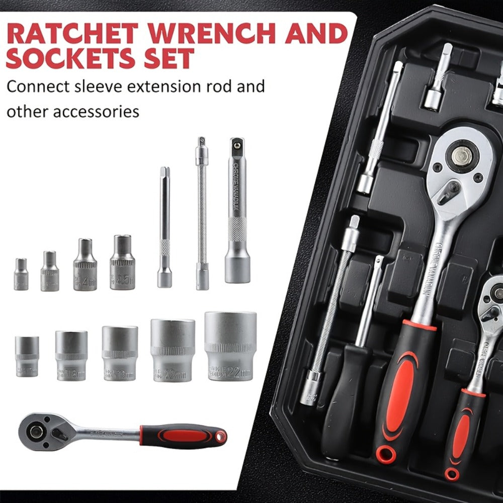 52-Piece Professional Tool Set – Multi-Function Home & Car Repair Toolkit with Portable Toolbox, Ideal Gift for DIY Enthusiasts and Auto Mechanics