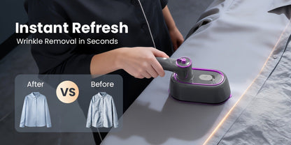 Mini Travel Steamer 2-in-1 Dry Steam Iron Foldable 180 Degree Handle 15-Second Heat 85ml Leak-Proof Tank ETL Certified for All Fabrics Home Travel Purple Black