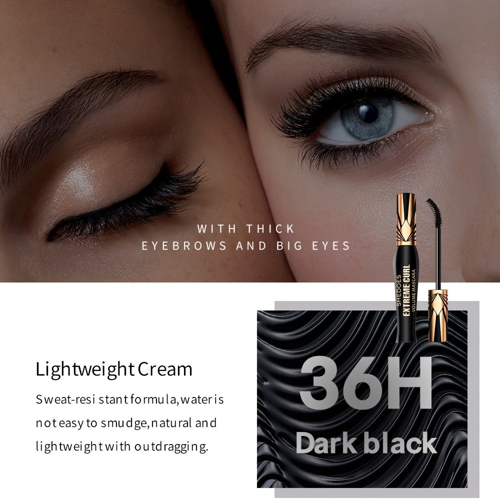 Waterproof Mascara Set 2Pcs Lengthening Volumizing Thick Curly Lashes Natural Extension Long-Lasting Smudge-Proof Crown Mascara for Women All-Day Wear